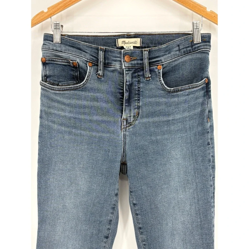 Madewell Mid-Rise Kick Out Jeans Womens 28 Blue Crop Flare Bootcut Denim
